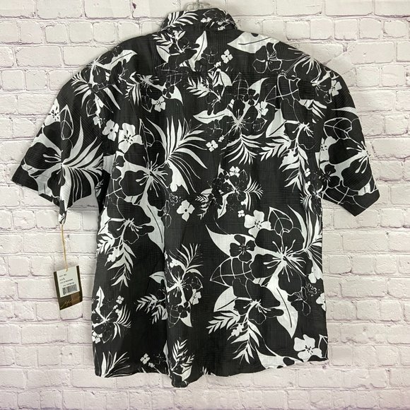 Method Mens Hawaiian Black and White Button Down Short Sleeve Shirt. Size: Large - Picture 5 of 7